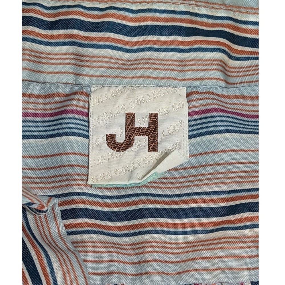 JH Collectibles Button Down Shirt Womens 14/16 Blue Multi Striped Vintage Blouse - Picture 3 of 5